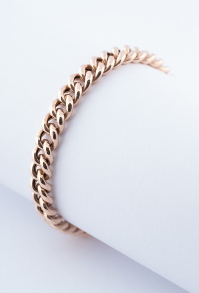 Rosé gouden gourmet armband met veiligheidsketting