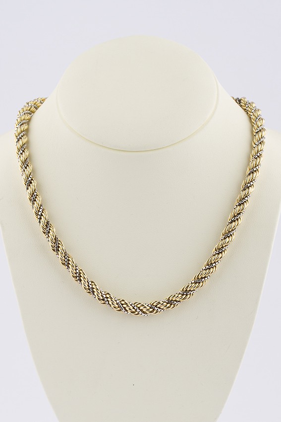 Wit/geel gouden koord collier