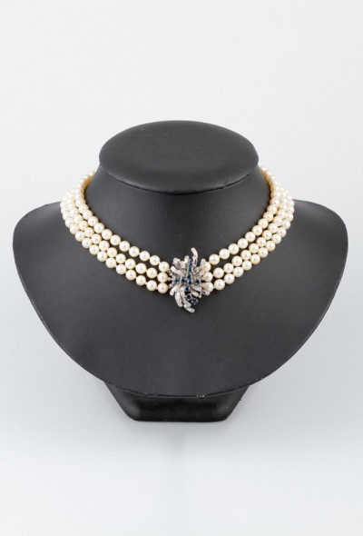 3-strengs cultive parel collier