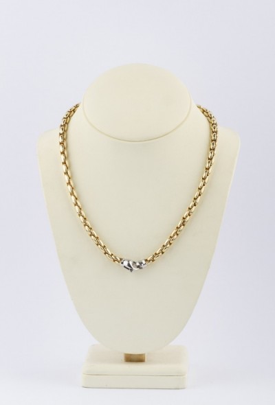Wit/geel gouden schakel collier
