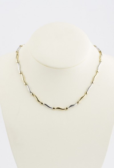 Wit/geel gouden schakel collier