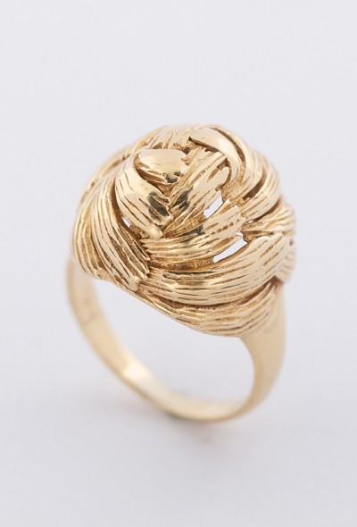 Gouden bewerkte roos ring
