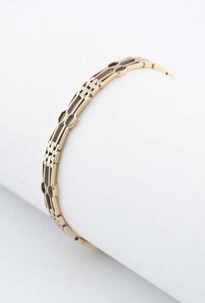 Wit/geel gouden schakel armband