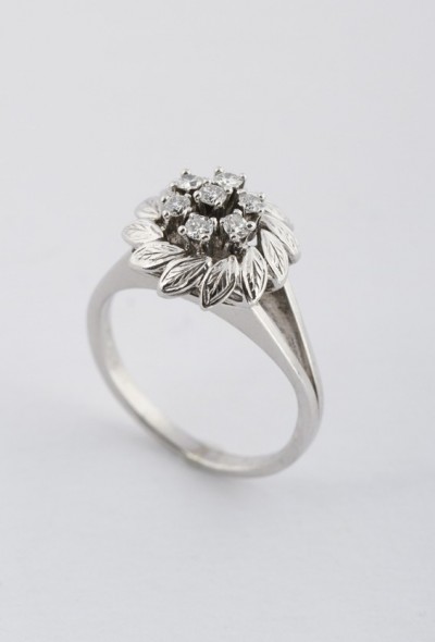 Wit gouden entourage ring met briljanten