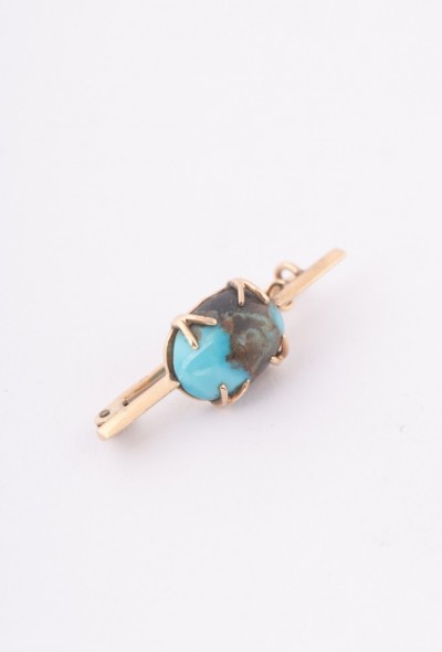 Antieke gouden broche met turkoois