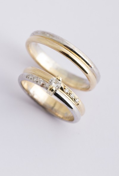 Set Wit/geel gouden trouwringen