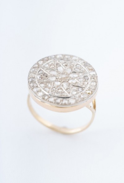 Gouden ring met roos geslepen diamanten