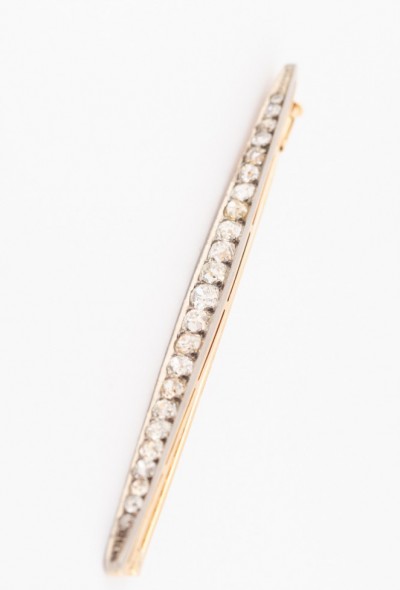 Wit/geel brochette met 23 oud geslepen briljanten (Bwg)