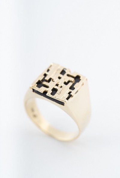 Gouden heren ring met onyx