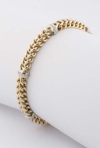 Massieve schakel armband met briljanten