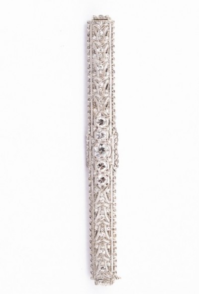 Platina brochette met briljanten en diamanten
