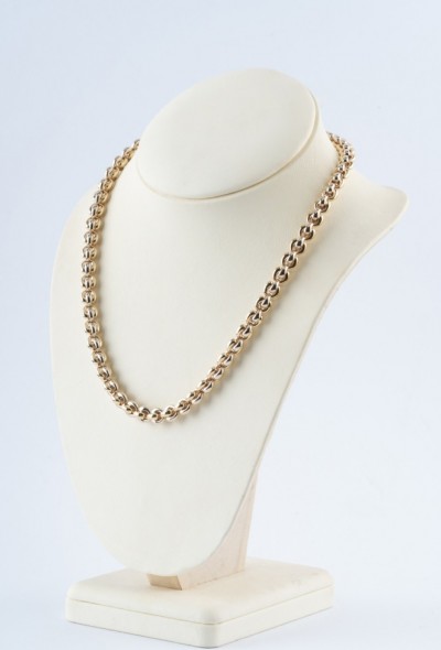 Wit/geel gouden schakel collier