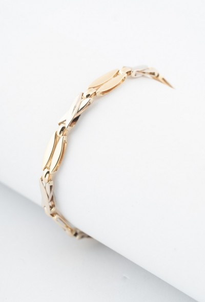 Wit/geel gouden schakel armband