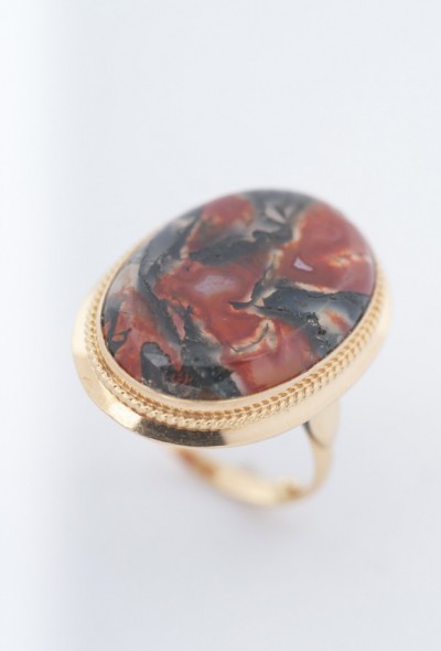Gouden ring met mosagaat