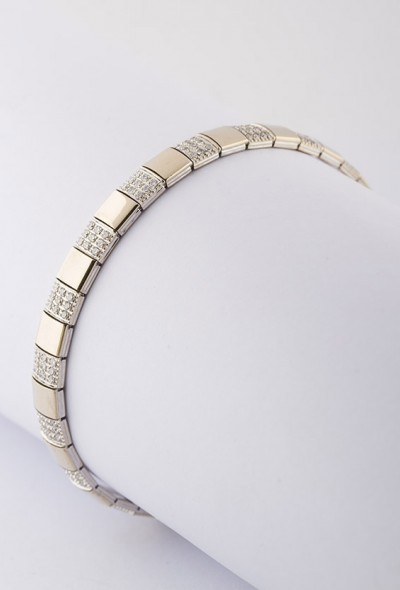 Wit/geel gouden armband met brilanten