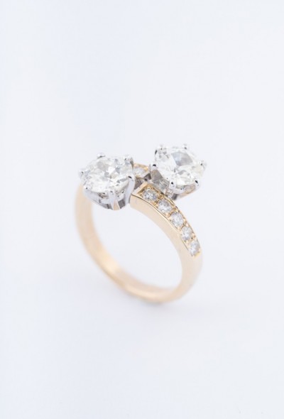 Gouden slag ring 'moi et toi' met briljanten