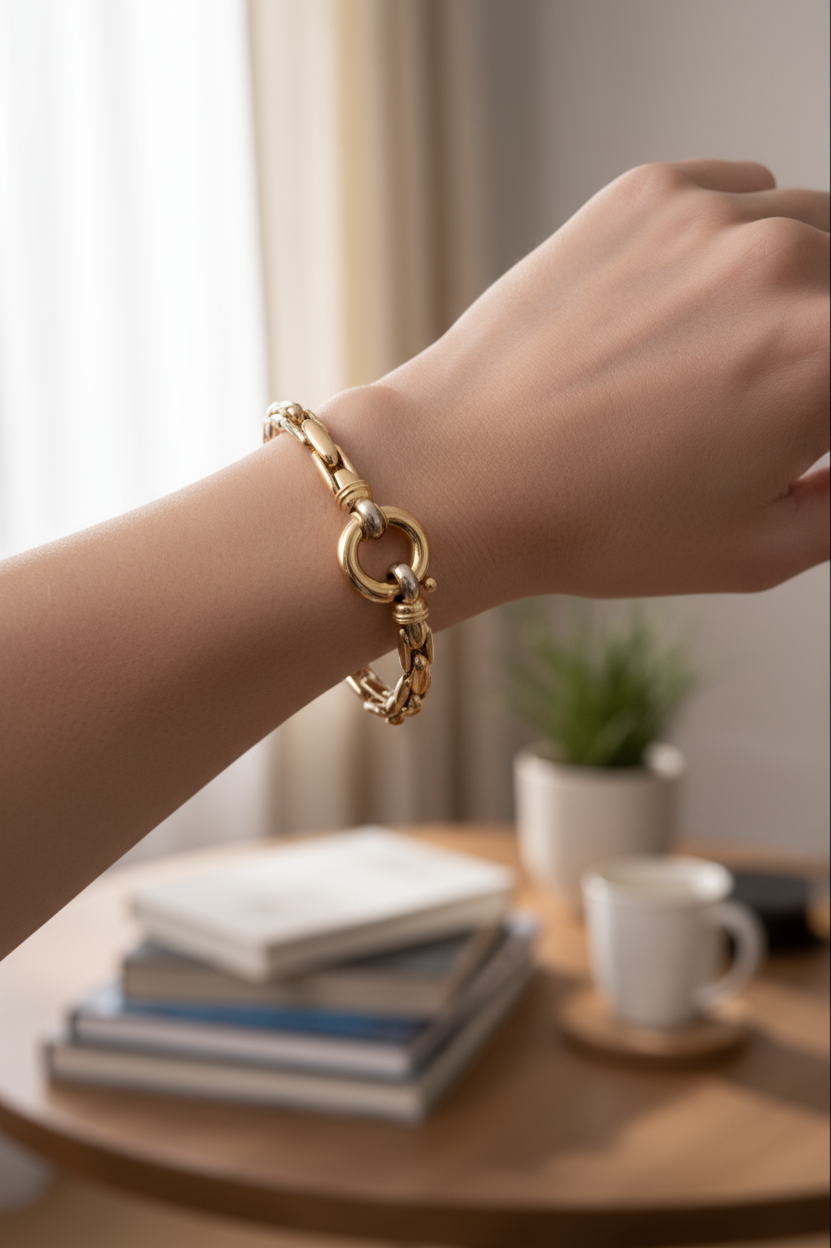 White/yellow gold matte bangle