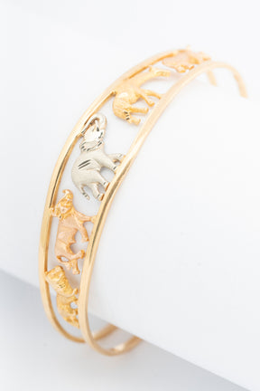 Geel gouden tri-color klem armband met The Big Five
