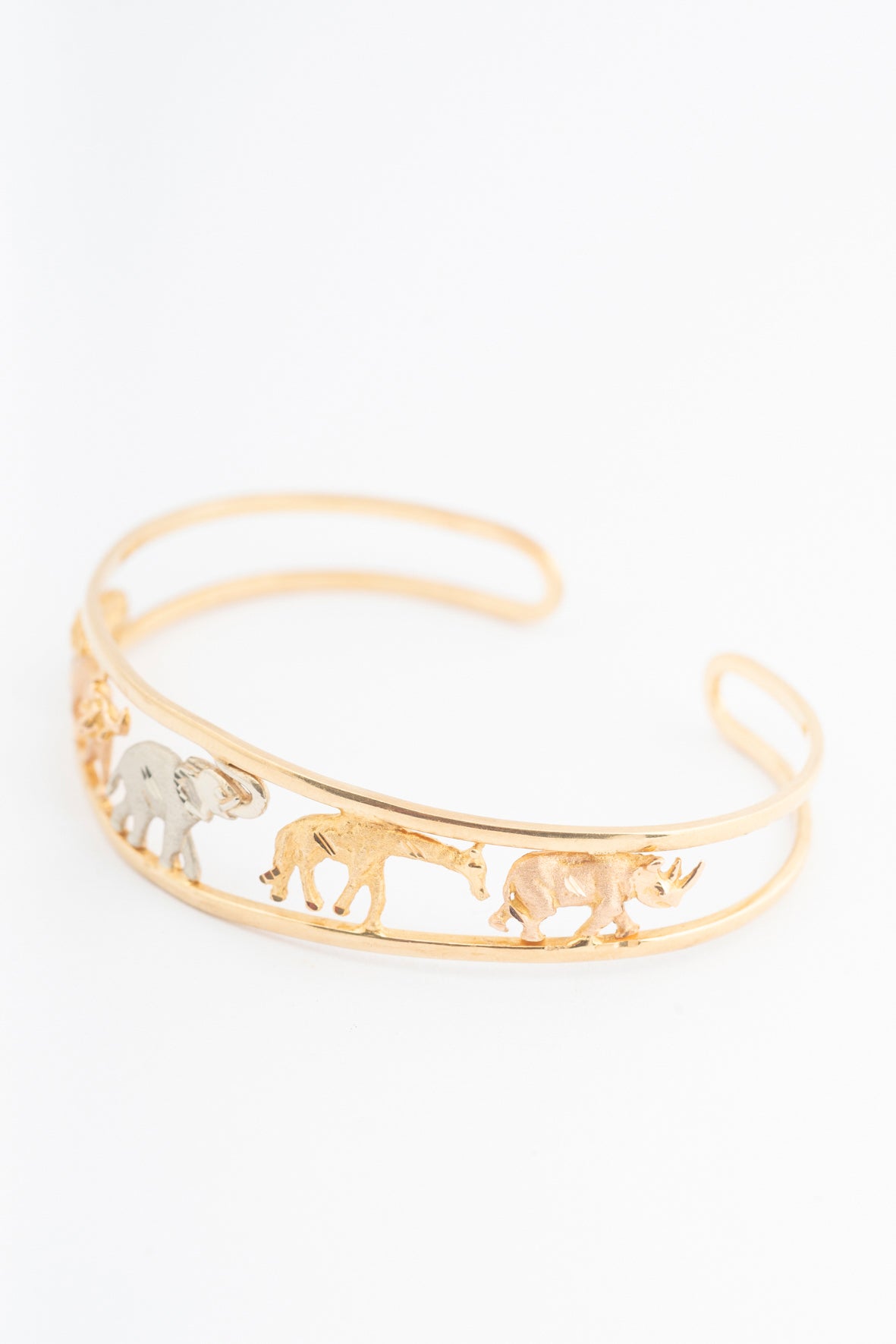 Geel gouden tri-color klem armband met The Big Five