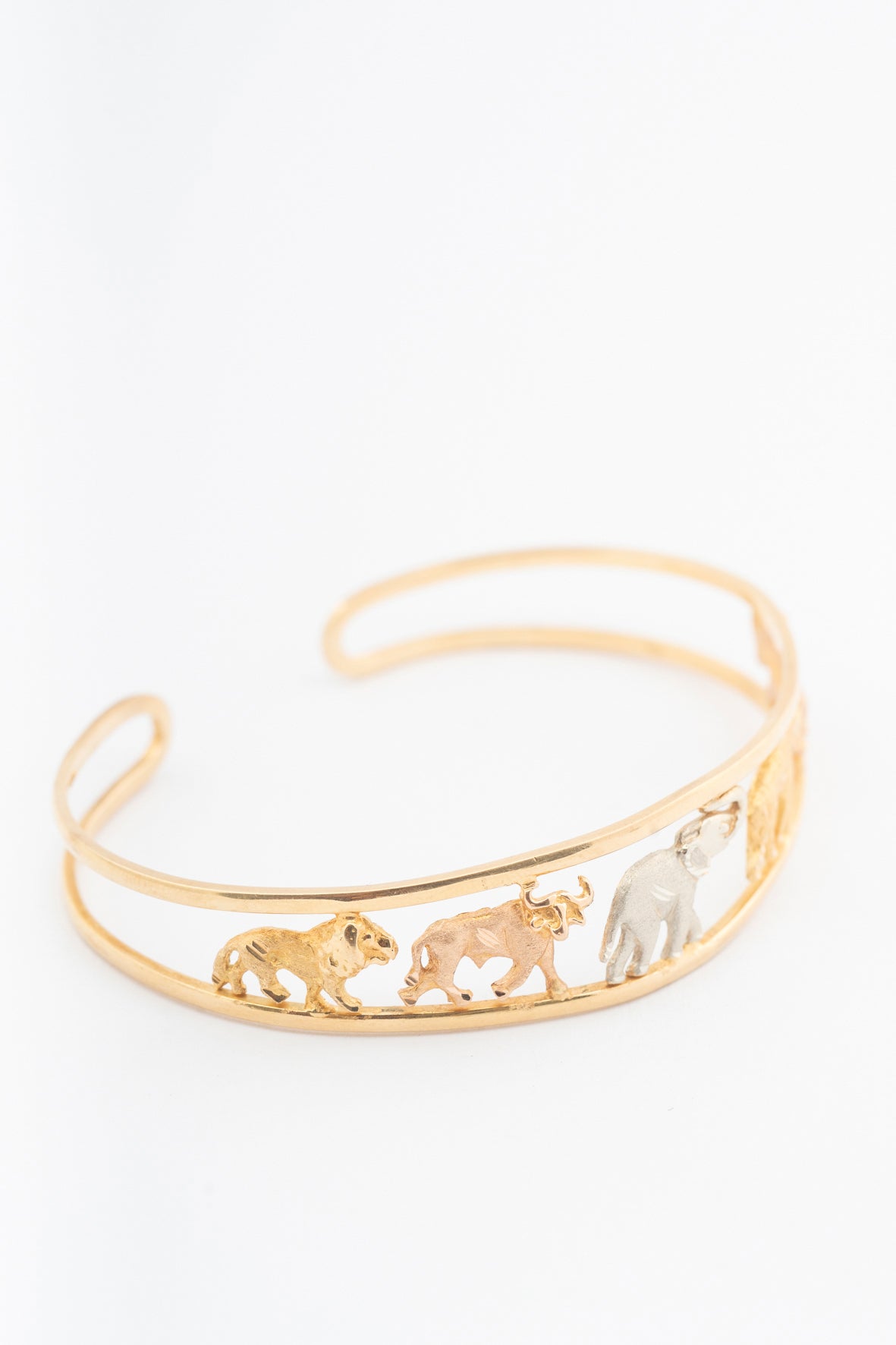 Geel gouden tri-color klem armband met The Big Five