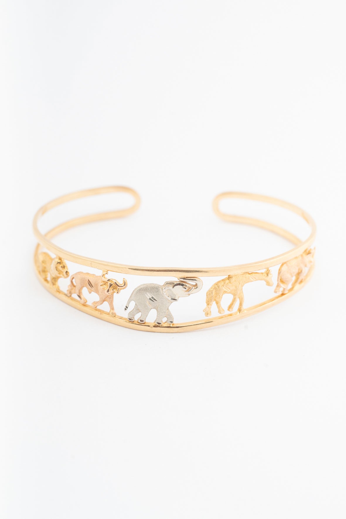 Geel gouden tri-color klem armband met The Big Five