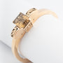 Geel gouden klem armband met veiligheidsketting en rook kwarts (Bwg)