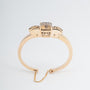 Geel gouden klem armband met veiligheidsketting en rook kwarts (Bwg)