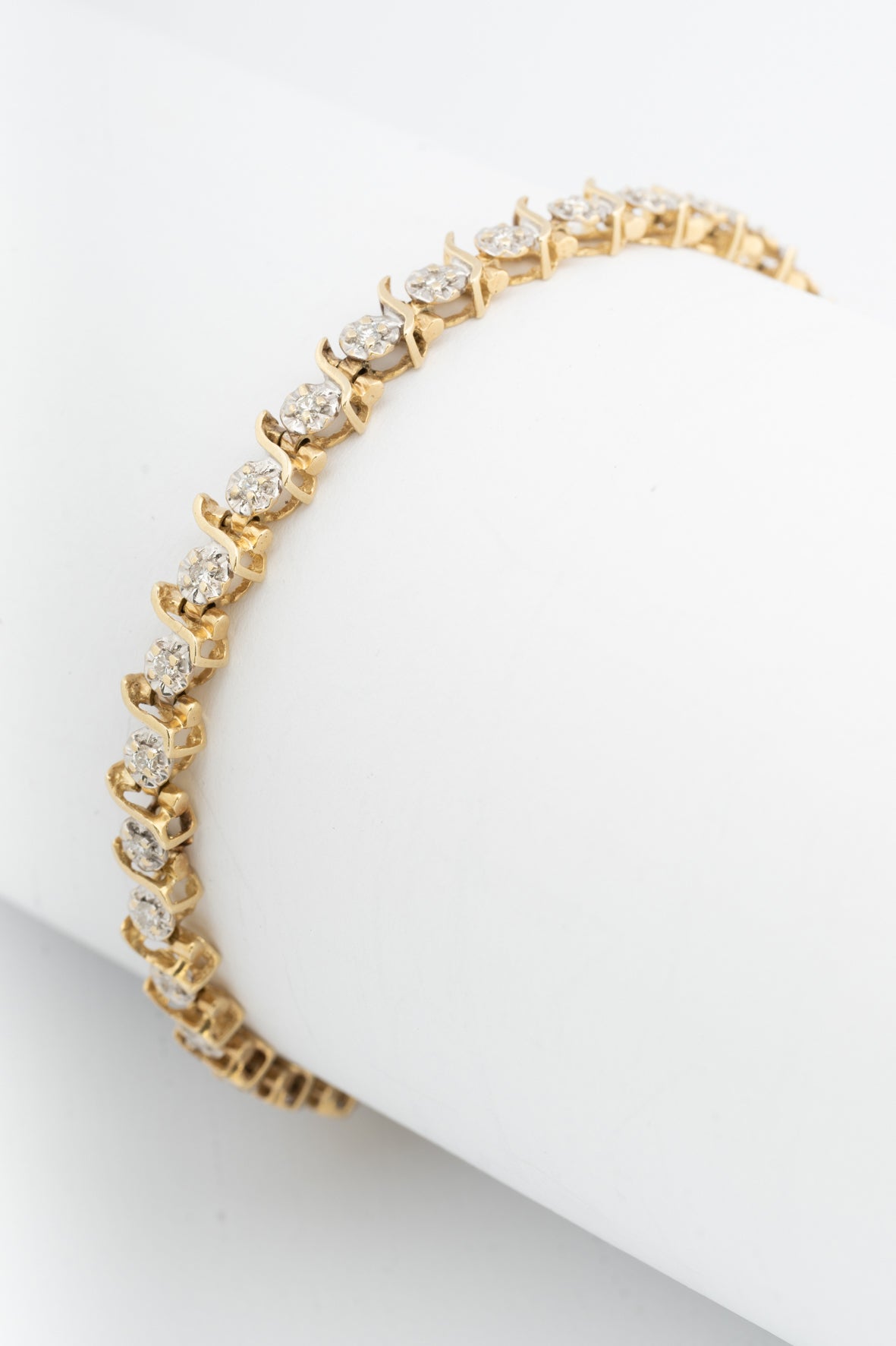Geel gouden tennis schakel armband met briljanten