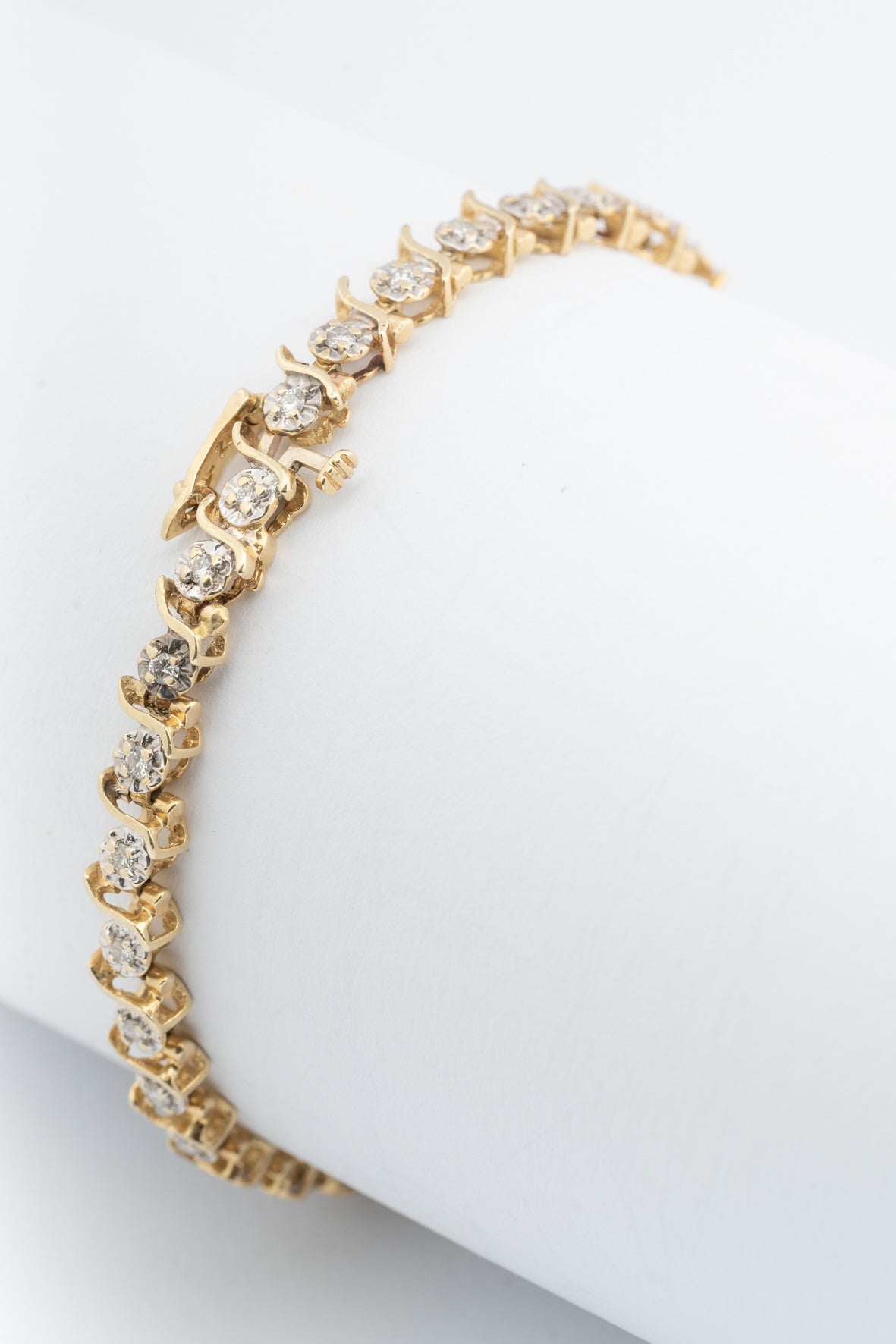 Geel gouden tennis schakel armband met briljanten