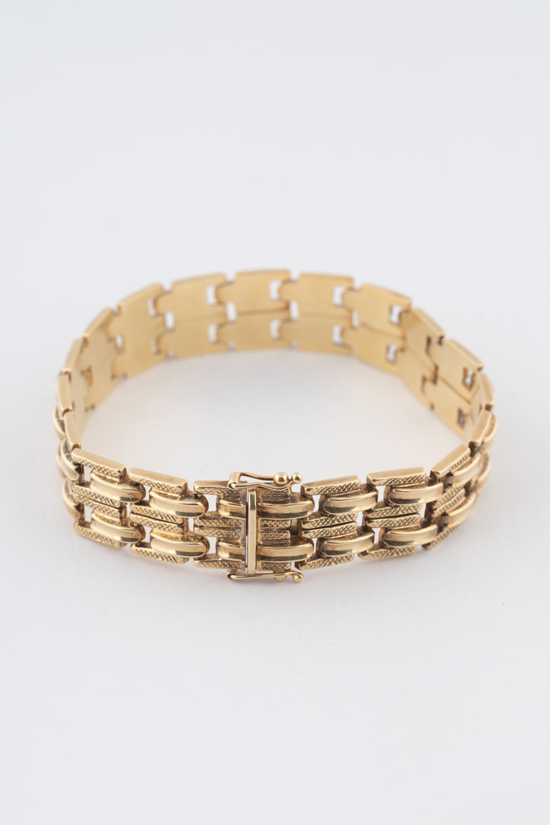 Geelgouden schakel armband
