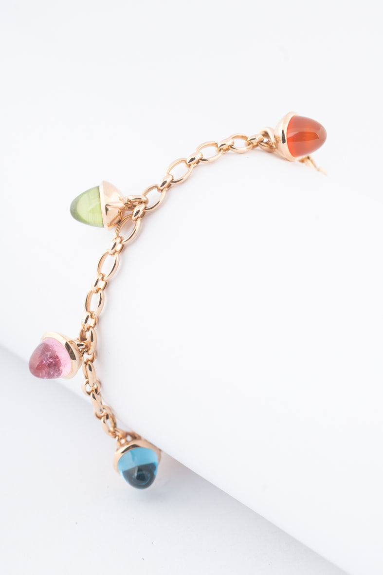 Roségouden schakelarmband met diverse edelstenen, Tamara Comolli