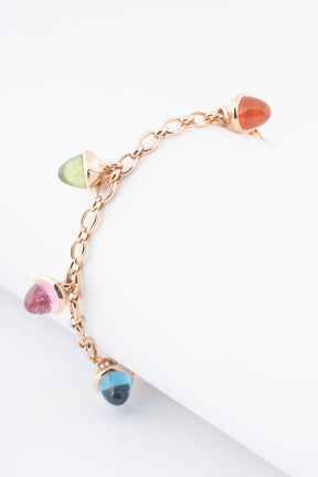 Roségouden schakelarmband met diverse edelstenen, Tamara Comolli