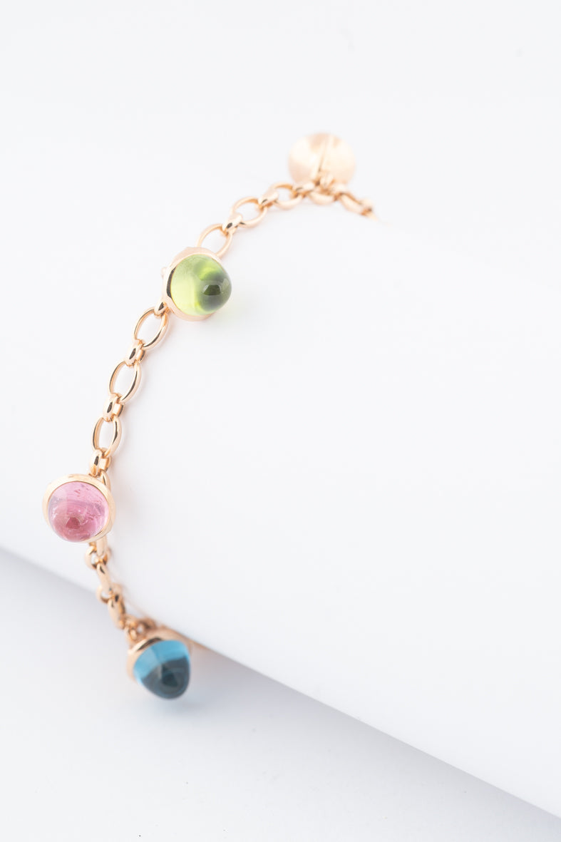 Roségouden schakelarmband met diverse edelstenen, Tamara Comolli