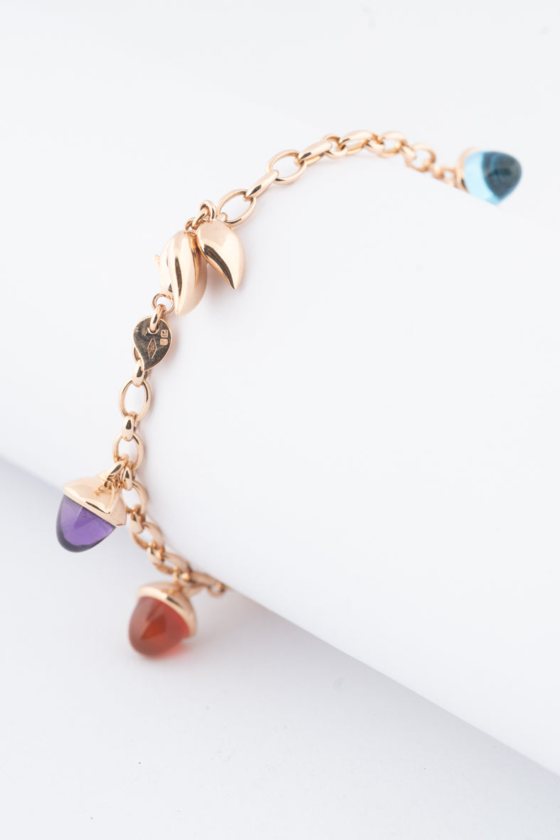 Roségouden schakelarmband met diverse edelstenen, Tamara Comolli