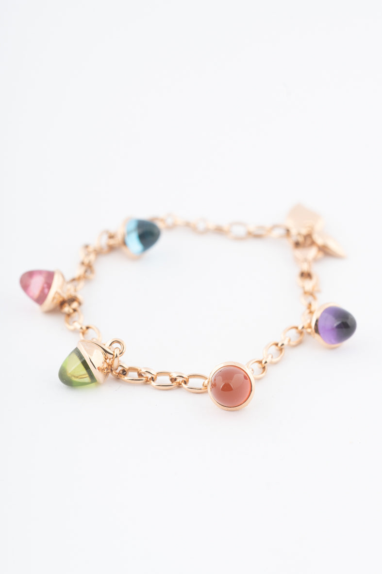 Roségouden schakelarmband met diverse edelstenen, Tamara Comolli