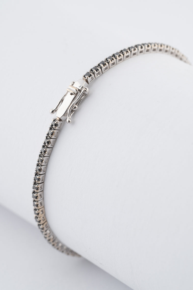 Witgouden heren tennis armband met zwarte briljanten