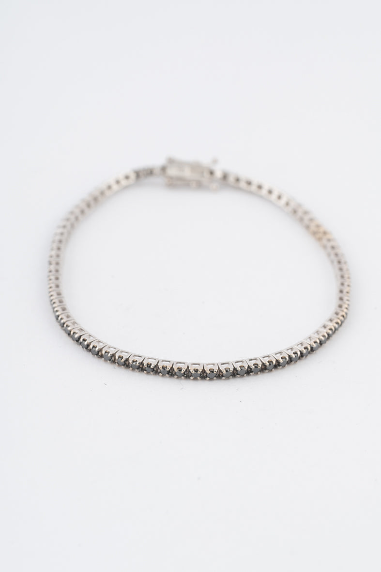 Witgouden heren tennis armband met zwarte briljanten