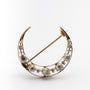 Antique yellow gold moon brooch with diamonds