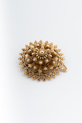 Antieke geel gouden klederdracht broche met veiligheidsketting