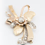 Geel gouden broche met cultivé parels en roos geslepen diamanten