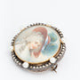 Antieke geel gouden portret broche met parels en diamanten