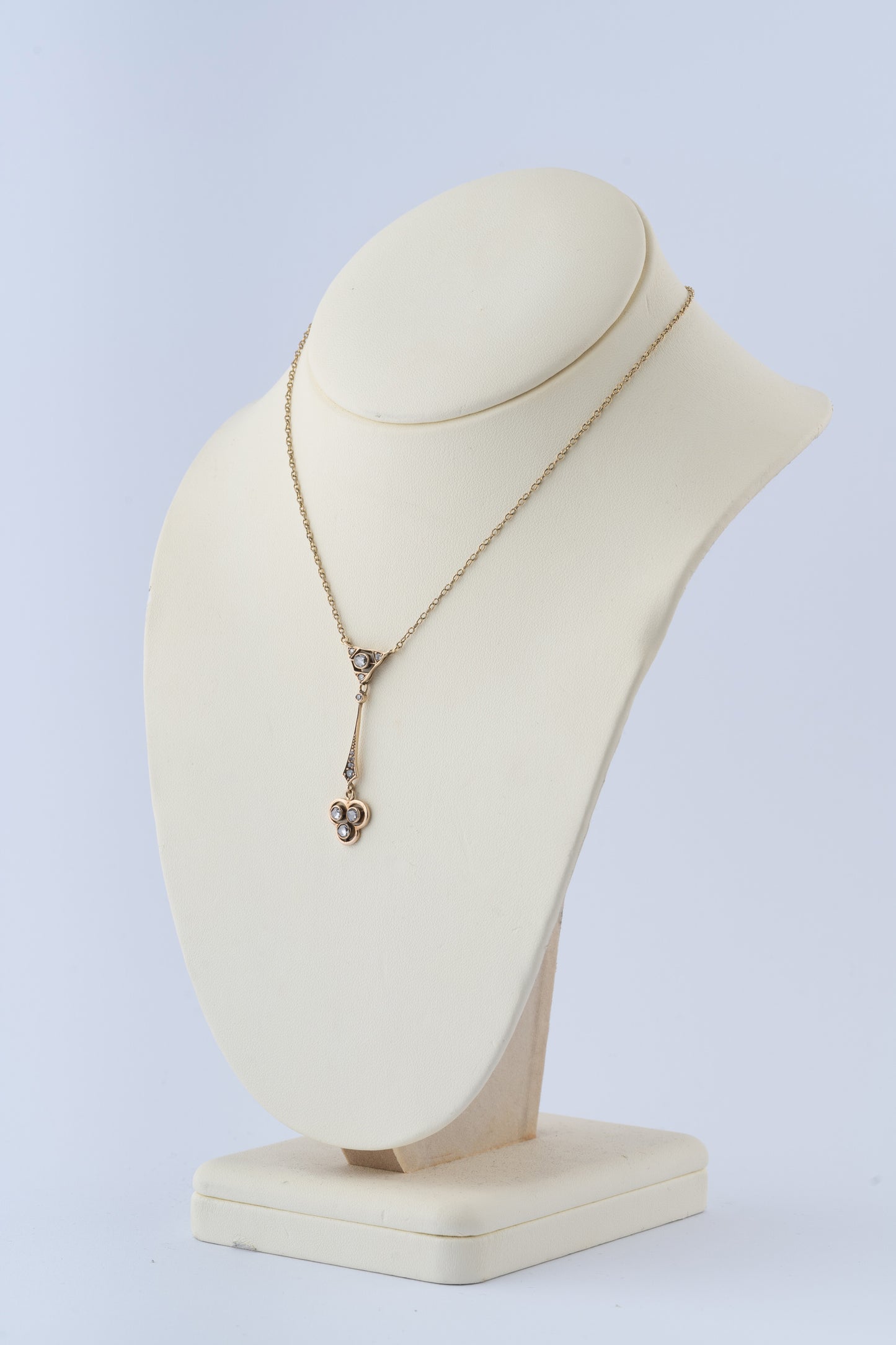 Antieke gouden collier met roos geslepen diamanten