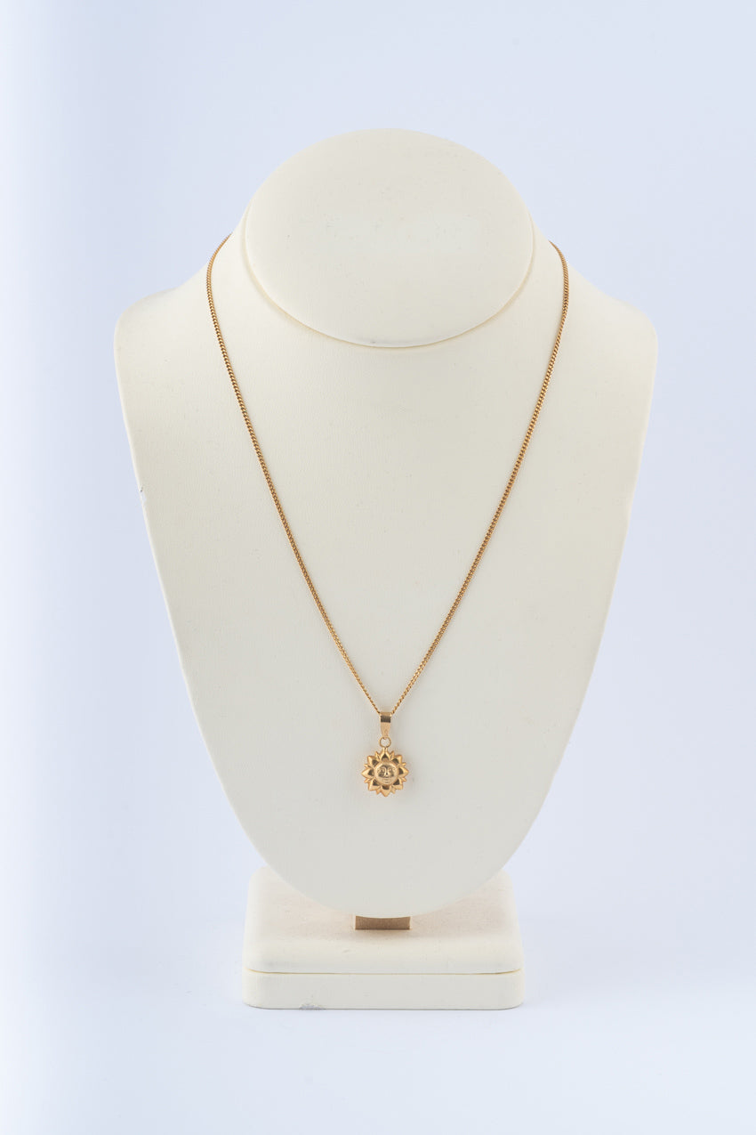 Gouden zon hanger aan gouden gourmet collier