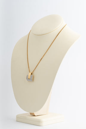 White/yellow gold pendant with brilliant-cut diamonds on a yellow gold gourmet chain