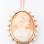 Antique yellow gold cameo/brooch pendant on a yellow gold necklace