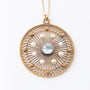 Antique yellow gold pendant with aquamarine and pearls on a gourmet chain