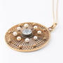Antique yellow gold pendant with aquamarine and pearls on a gourmet chain