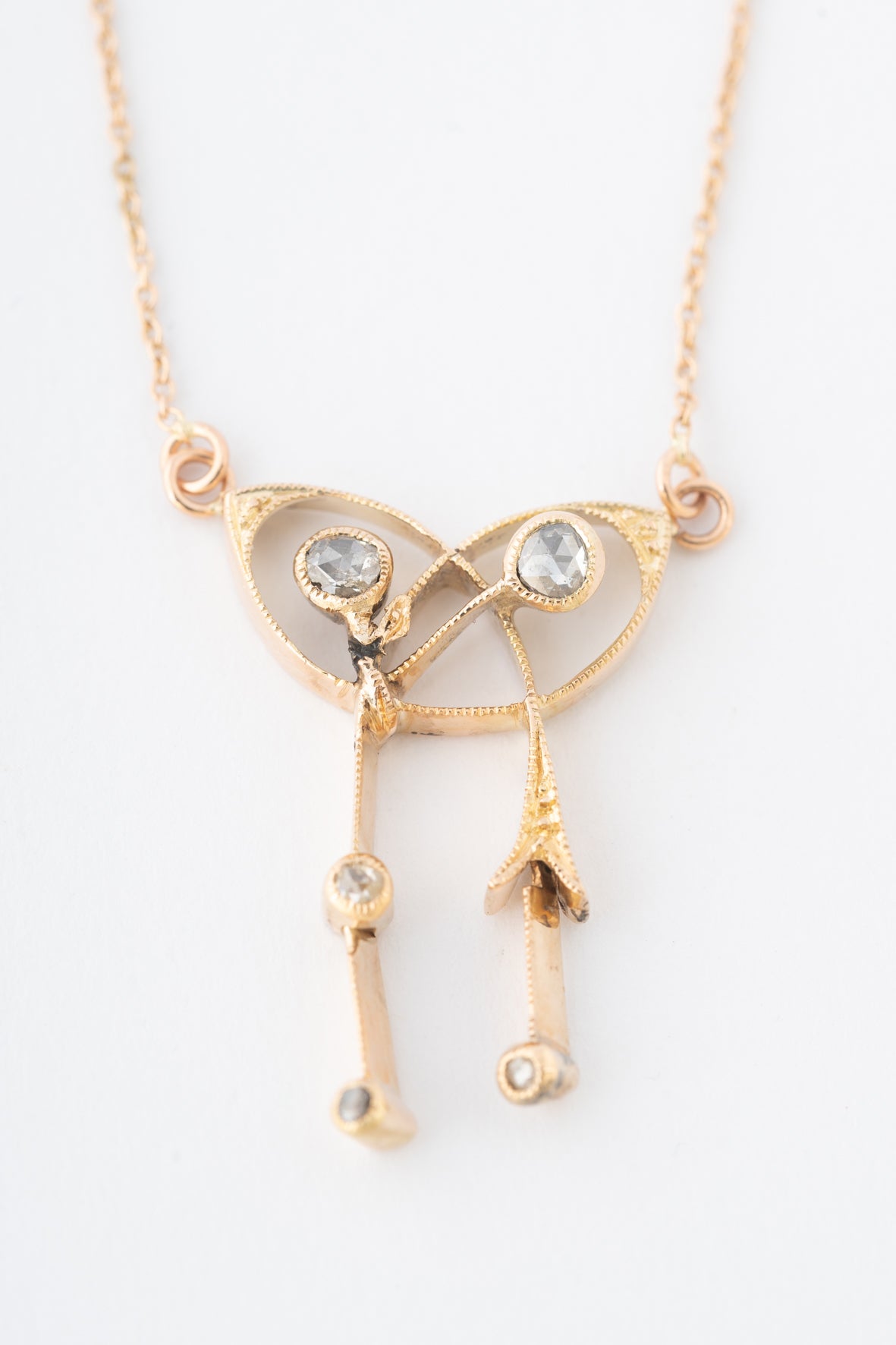 Antique yellow gold Art Nouveau pendant with diamonds