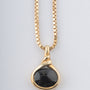 Geelgouden hanger met een onyx aan geelgouden Venetiaans collier