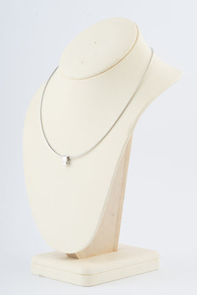 Witgouden hanger met een diamant aan witgouden omega collier
